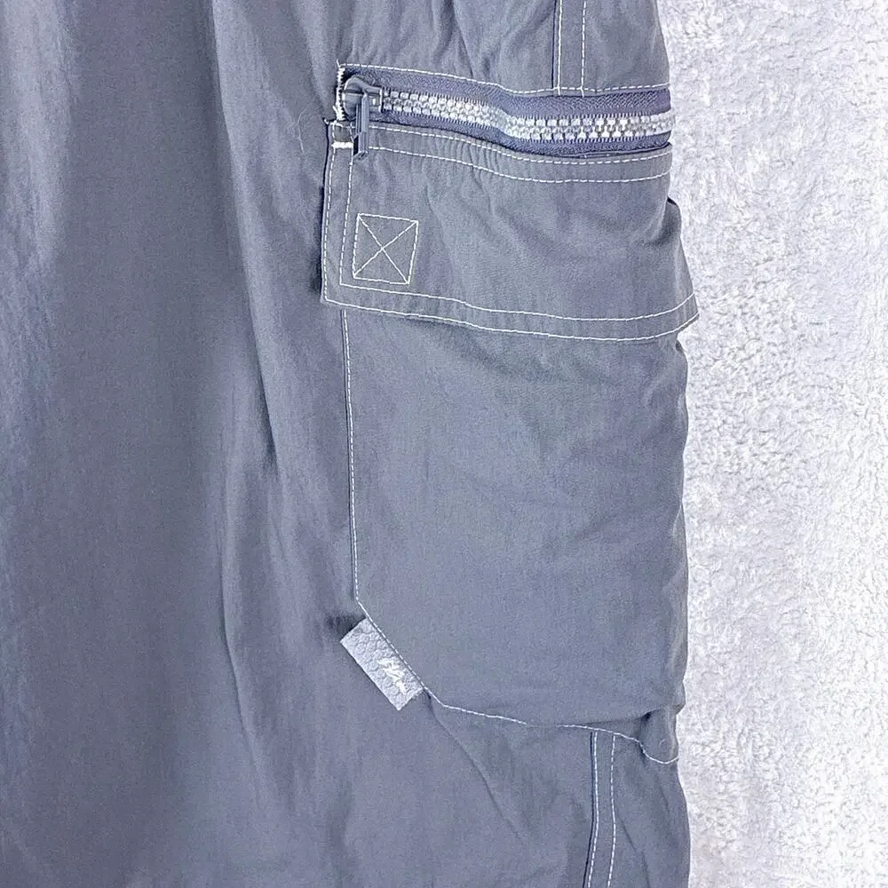 VTG No Fear Cargo Shorts Mens XL Gray Nylon Utility Skate Outdoor Grunge Y2K
